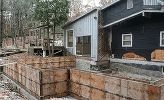 Prepared site with foundation forms for home remodeling and addition project in Hollywood, FL